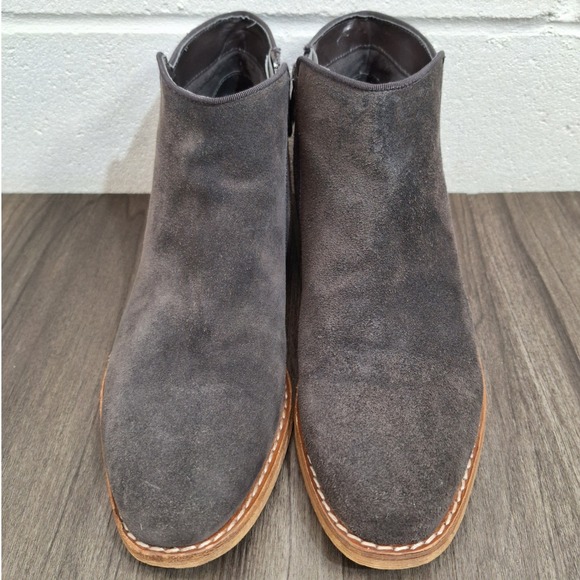 Sam Edelman Western Mercer Grey Suede Boots Side Zip Stacked Heel Women's 9.5M - Picture 6 of 10